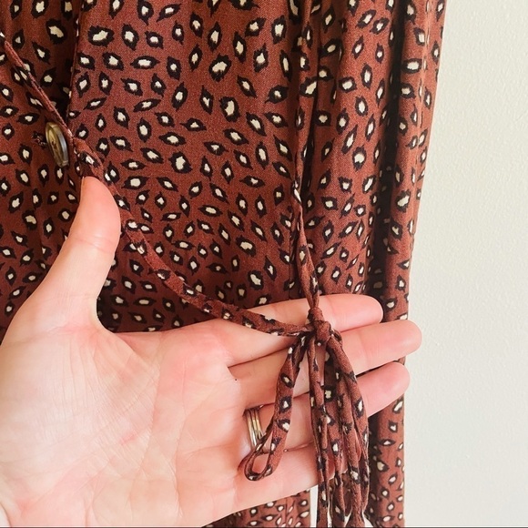 LEFTIES Brown Leopard Print Wrap Midi Dress - Picture 6 of 11